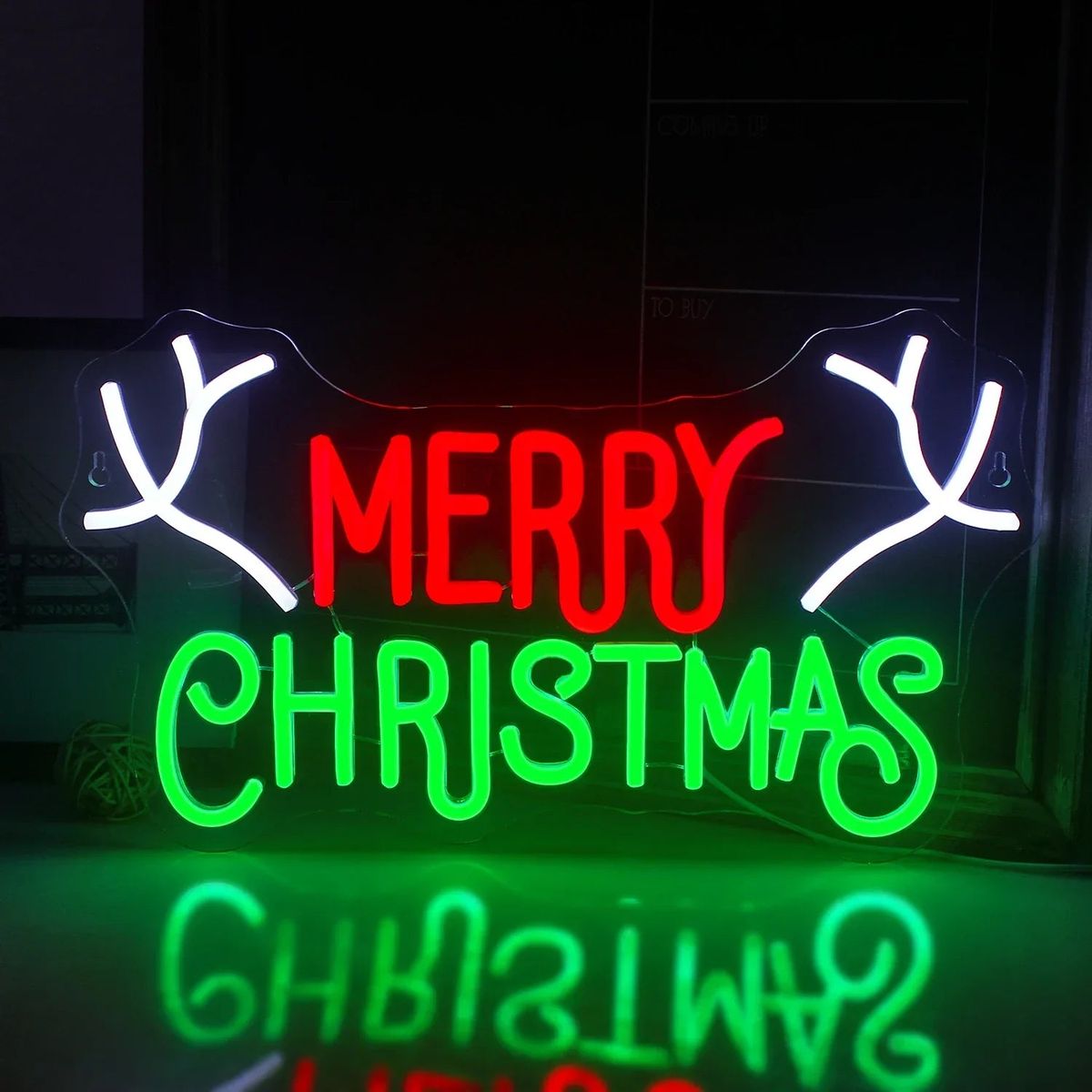 Merry Christmas Antlers LED Neon Sign