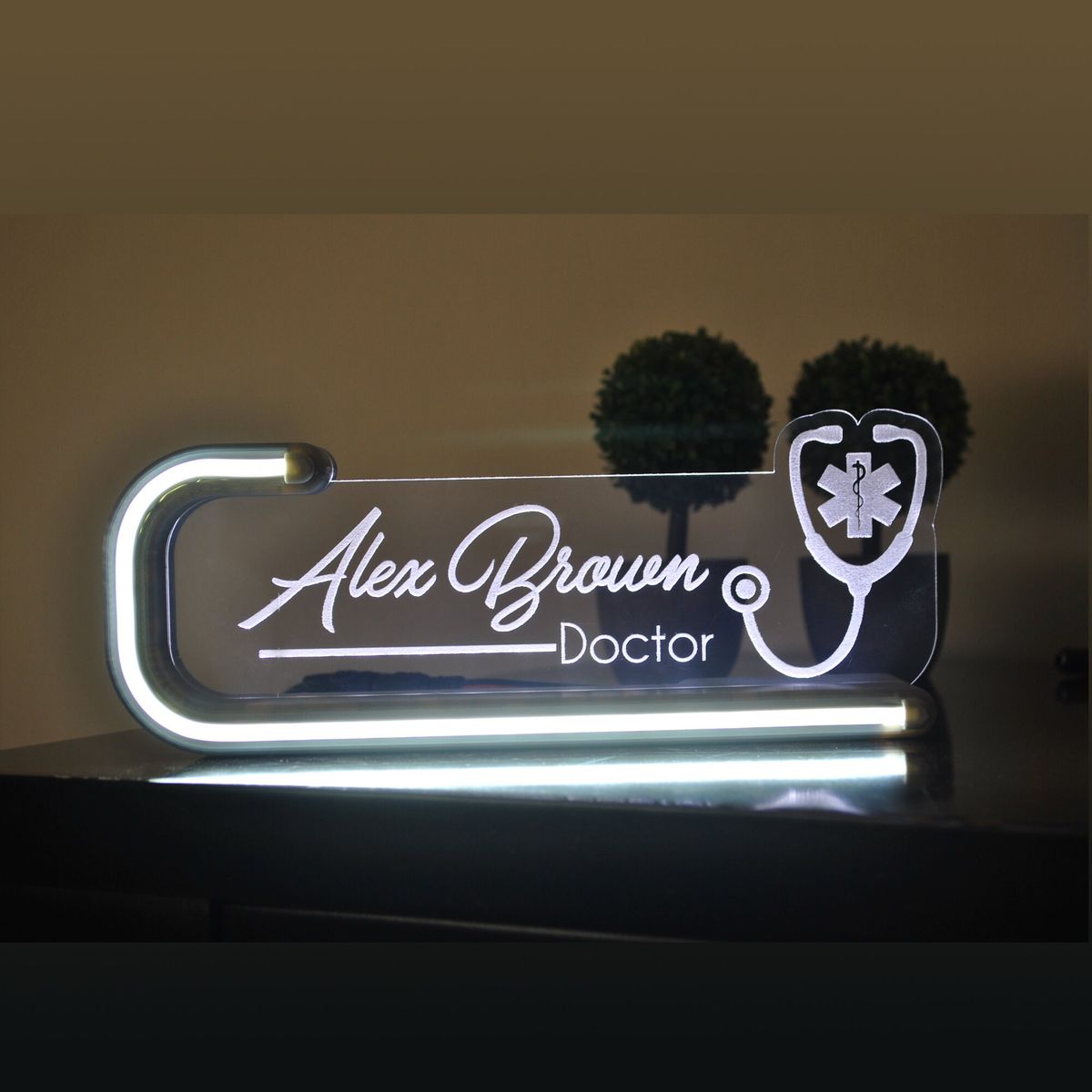 LED Desk Name Plate with Neon