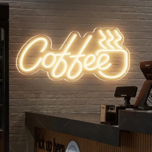 Coffee Script Neon Sign for Cafe Wall Decor