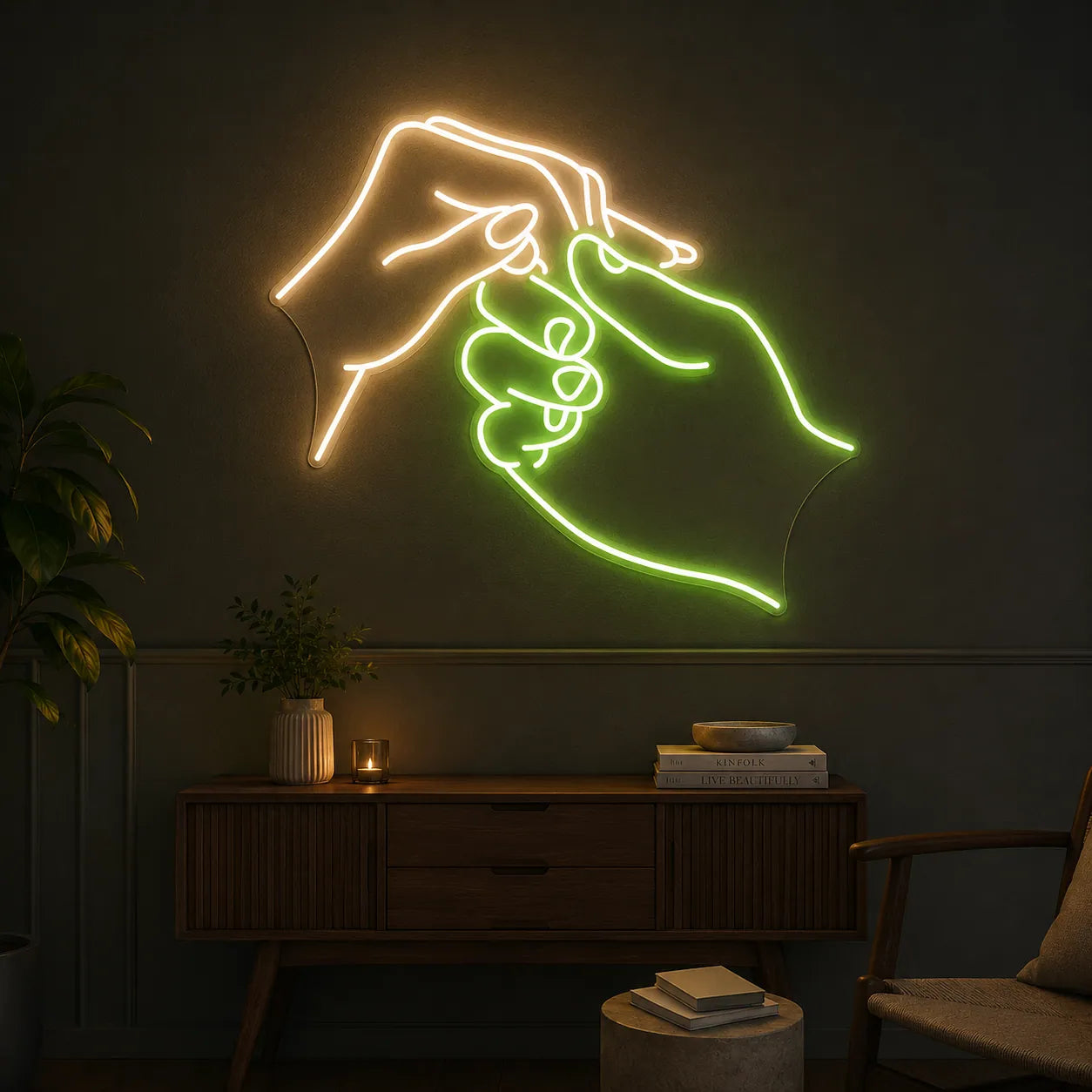 Interlocked Couple Hands LED Neon Decor