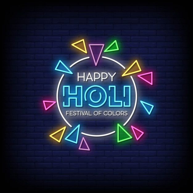 Happy holi neon signs style text