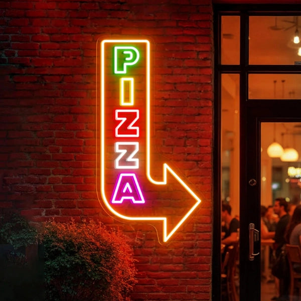 Pizza Arrow Neon Sign for Restaurant Wall Decor