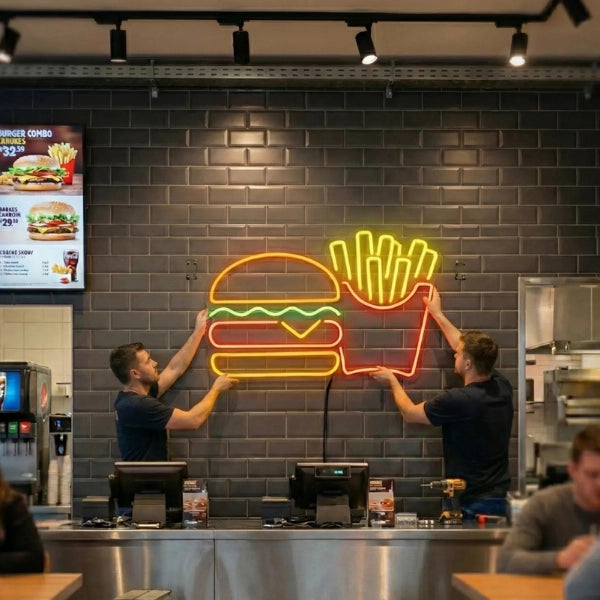 Burger and Fries Neon Sign LED Light