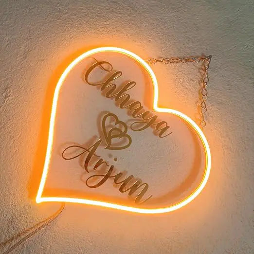 3D Couple Name with Heart LED Neon Sign