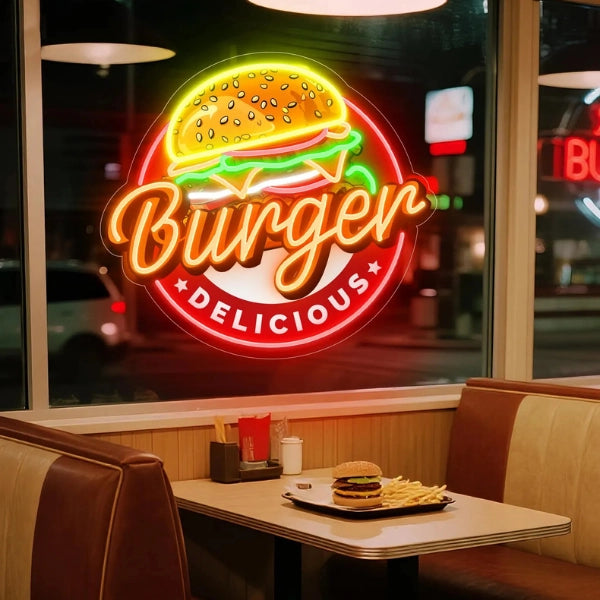 Burger Delicious Neon Sign for Cafe