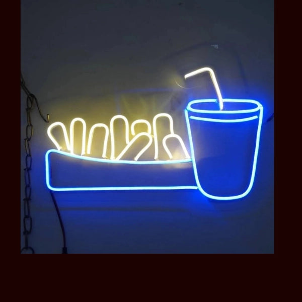 Fries and Soft Drink Neon Sign LED Light