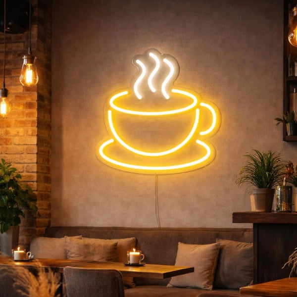 Coffee Cup Neon Sign for Cafe Decor