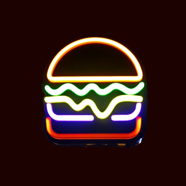 Burger Icon Neon Sign for Restaurant Decor