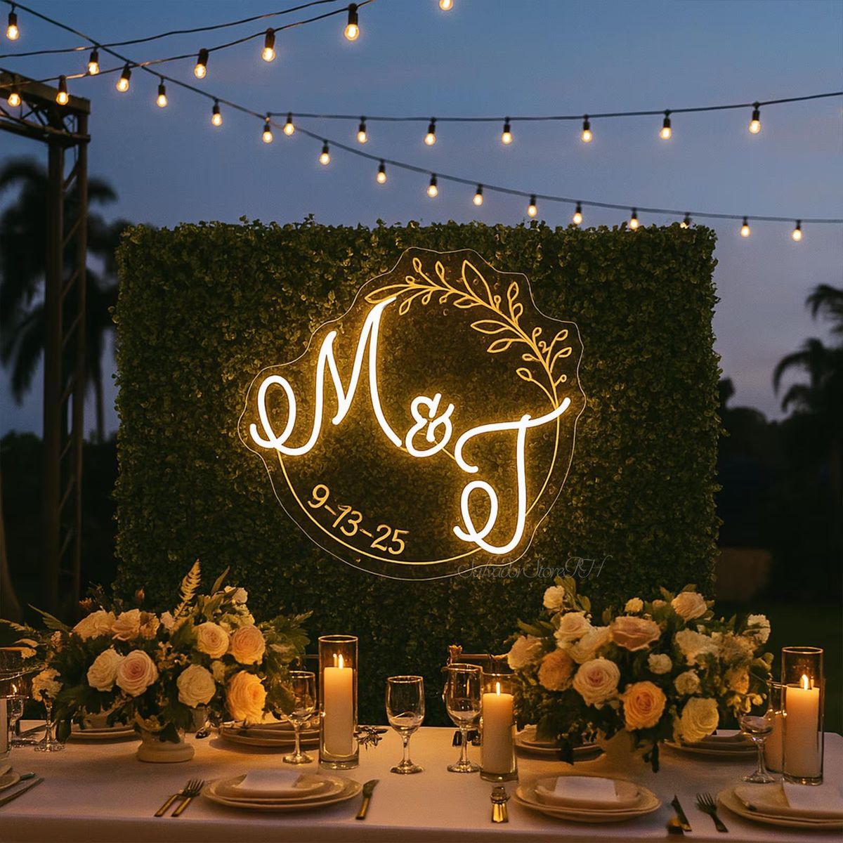 Custom Wedding Initials Neon Sign