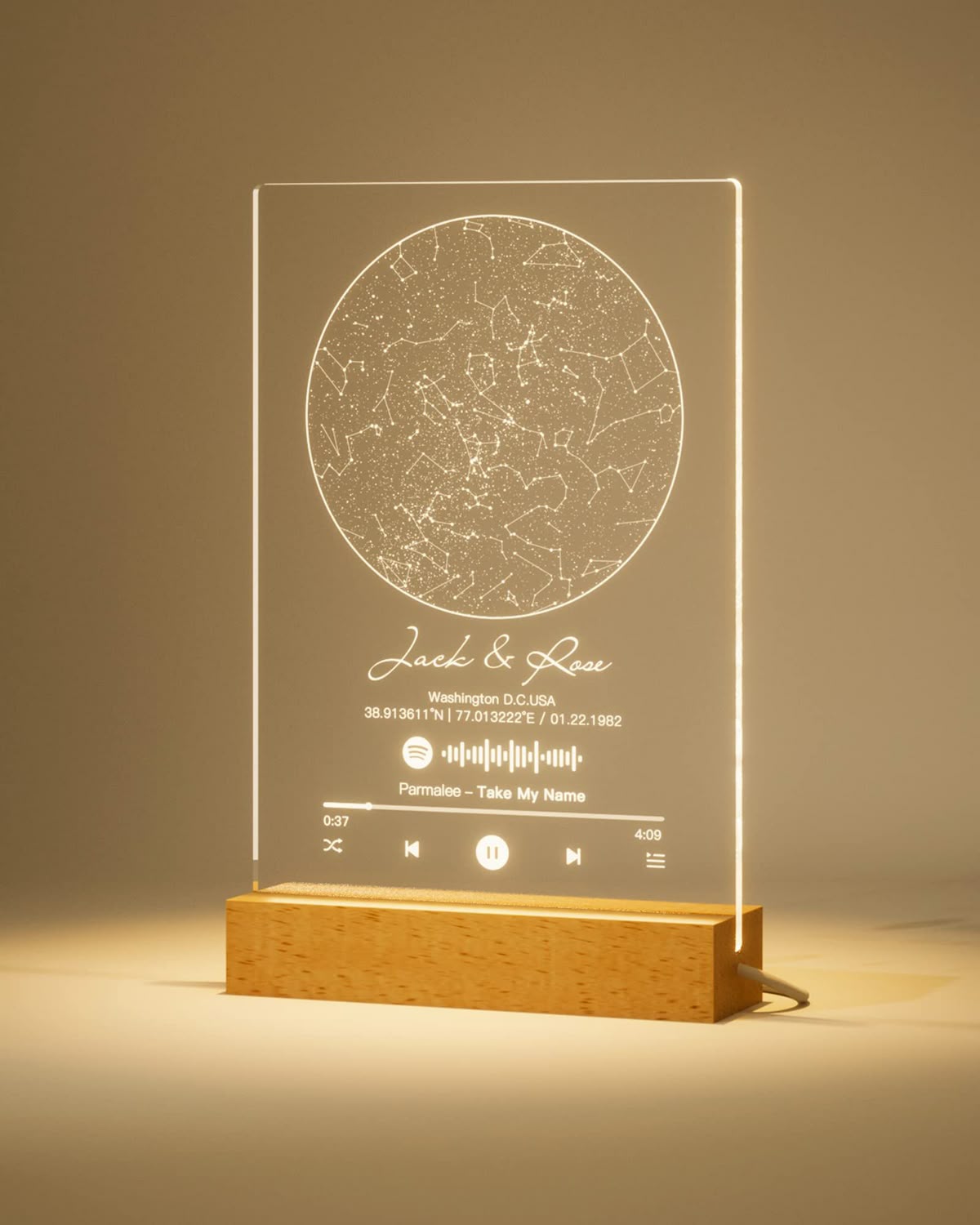 LED Custom Star Map Plaque