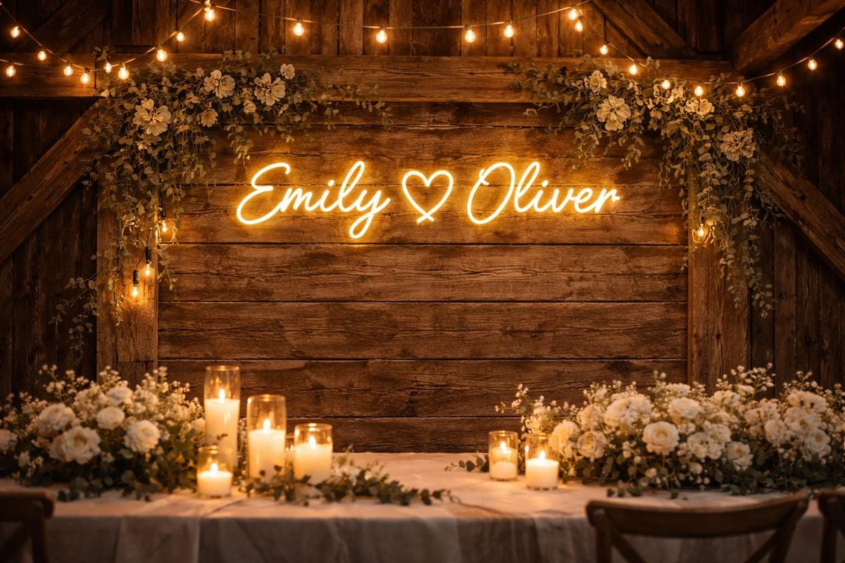 Name Neon Sign for Wedding – Custom LED Engagement Light