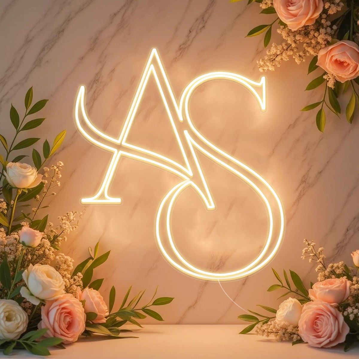 Personalized Monogram Neon Light with Couple's Initials