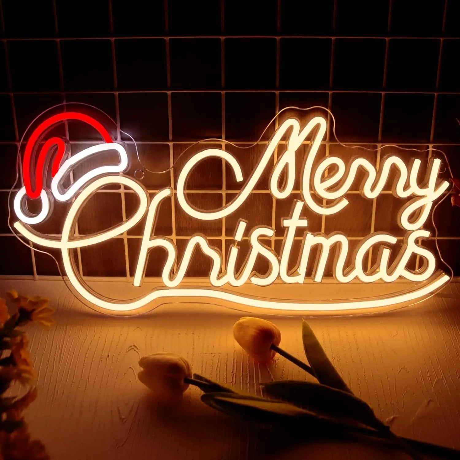 Merry Christmas Neon Signs Text Light