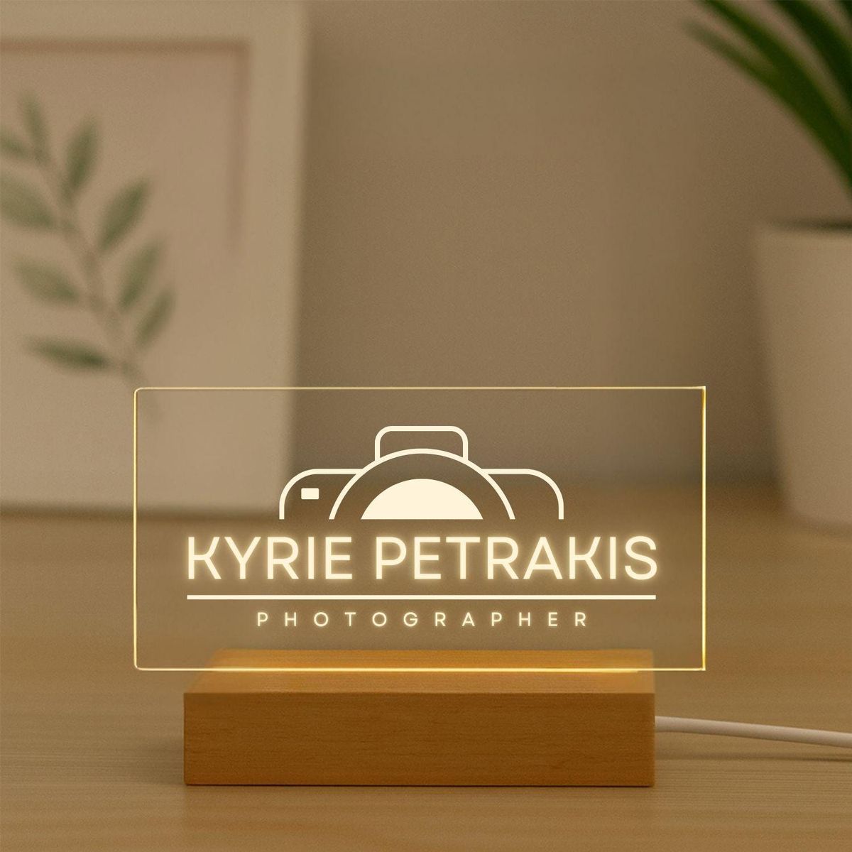 Personalized LED Desk Name Plate Office Decor