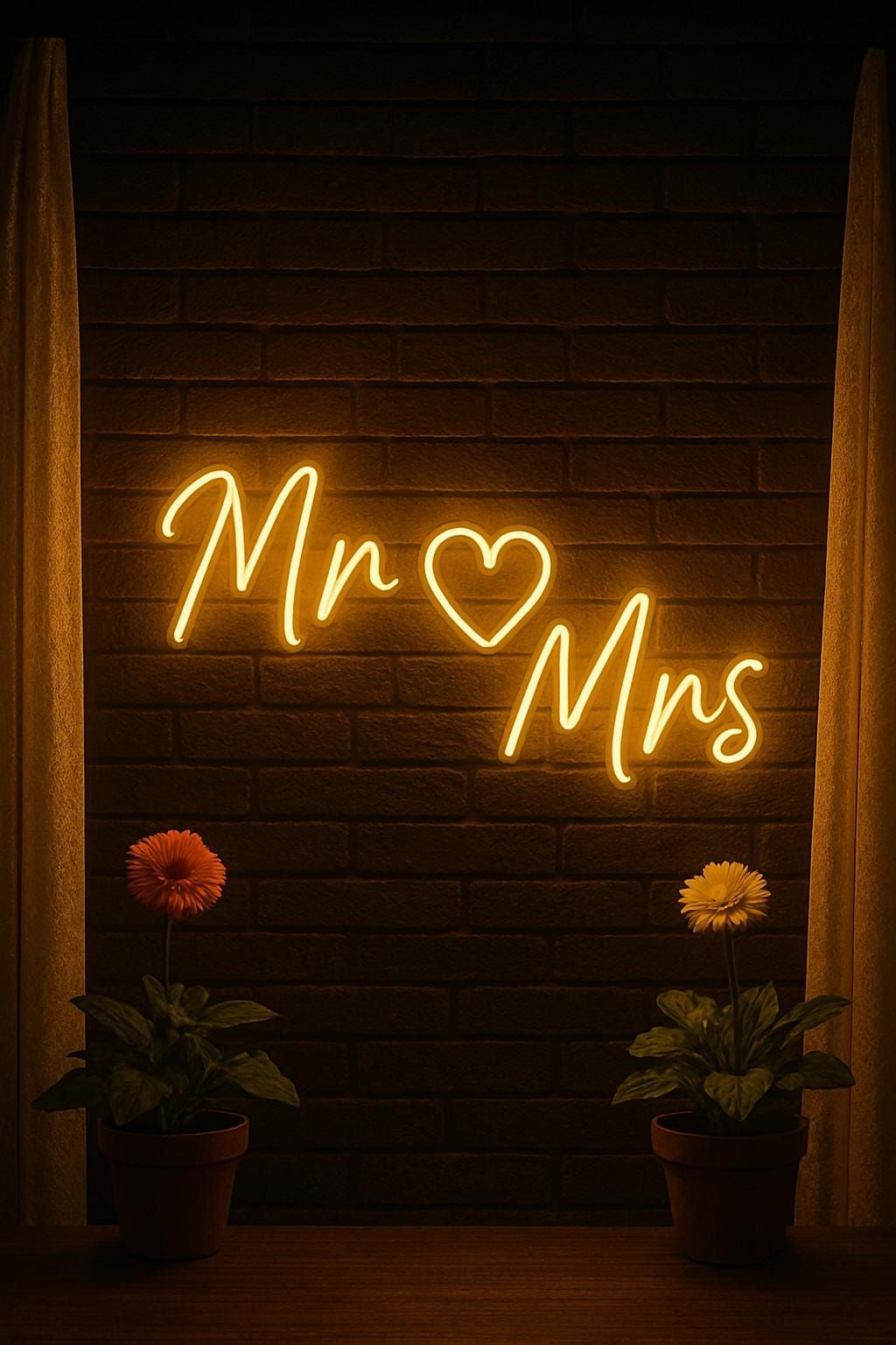 Miss to Mrs & Mr and Mrs Neon Sign – Wedding LED Wall Decor