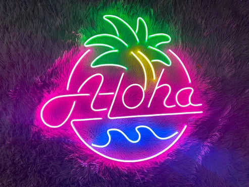 Aloha Beer Cocktails Neon Sign