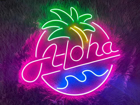 Aloha Beer Cocktails Neon Sign