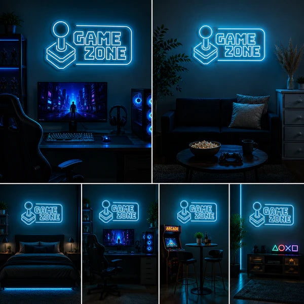 Arcade Game Zone Neon Sign Board