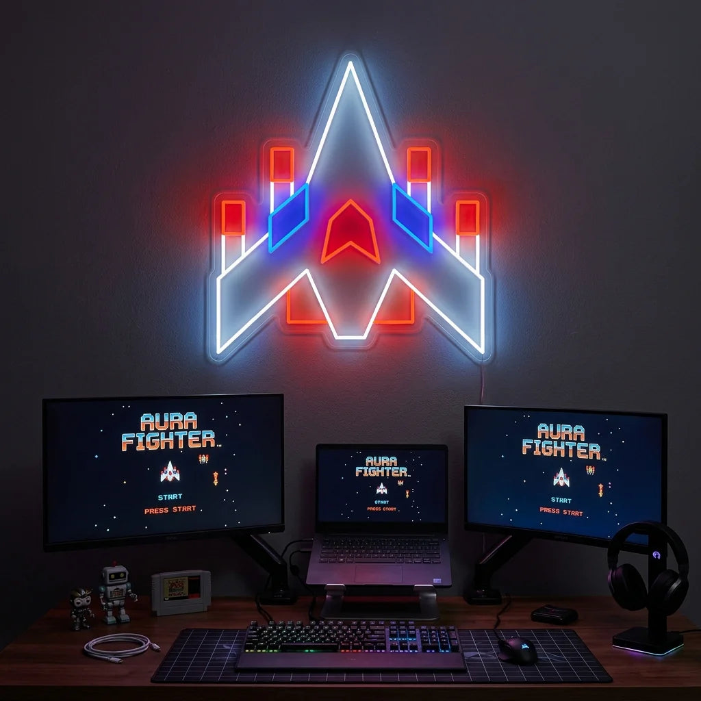 Arcade Space Ship Neon Sign