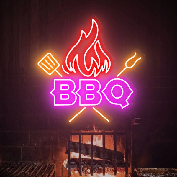 Barbecue Neon Sign Lights Beer Bar Party