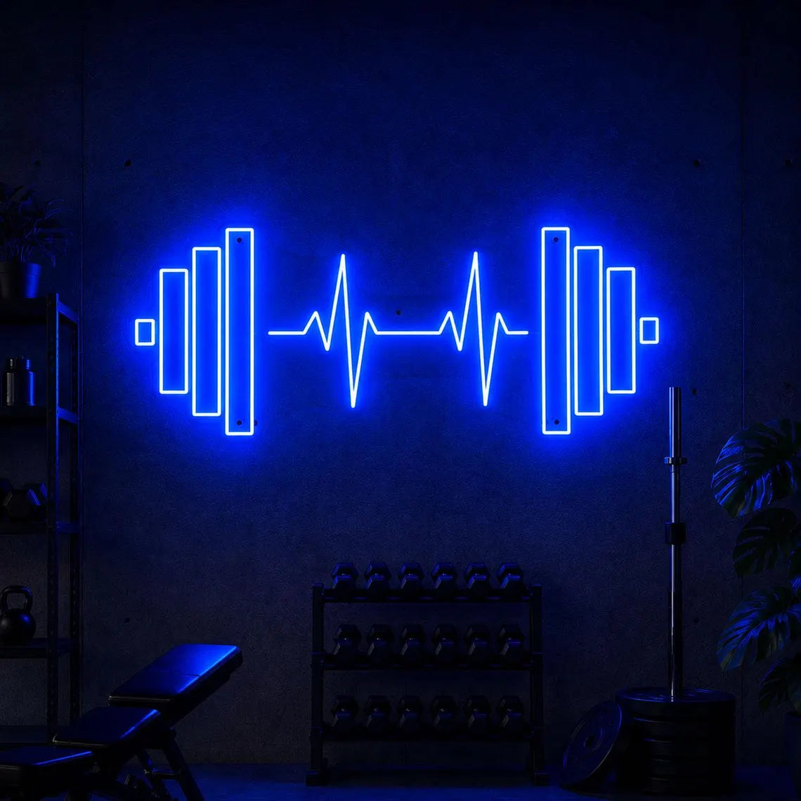 Barbell Heartbeat Neon Sign LED Light