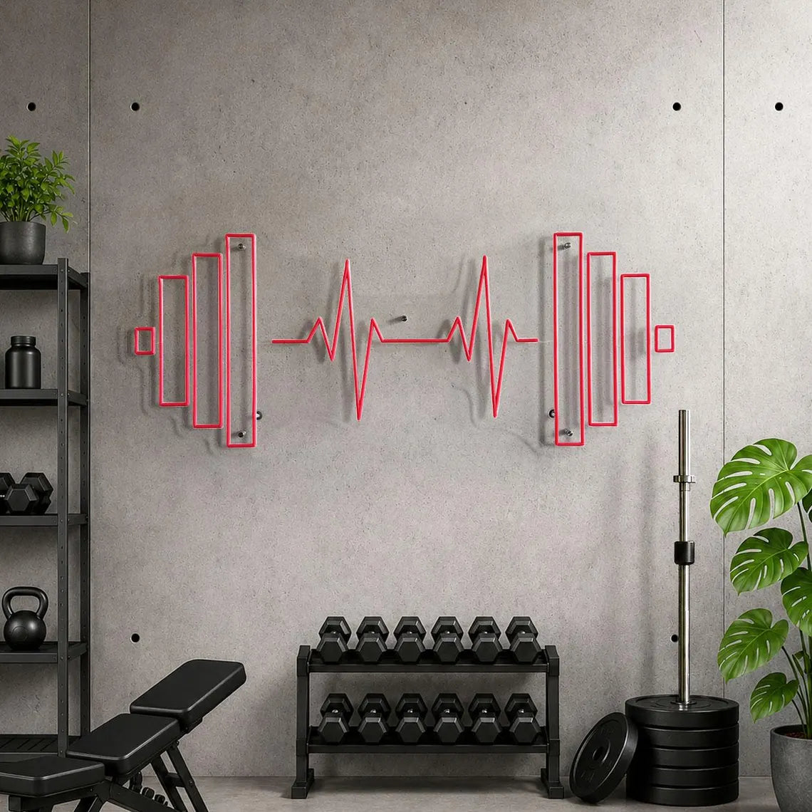 Barbell Heartbeat Neon Sign LED Light