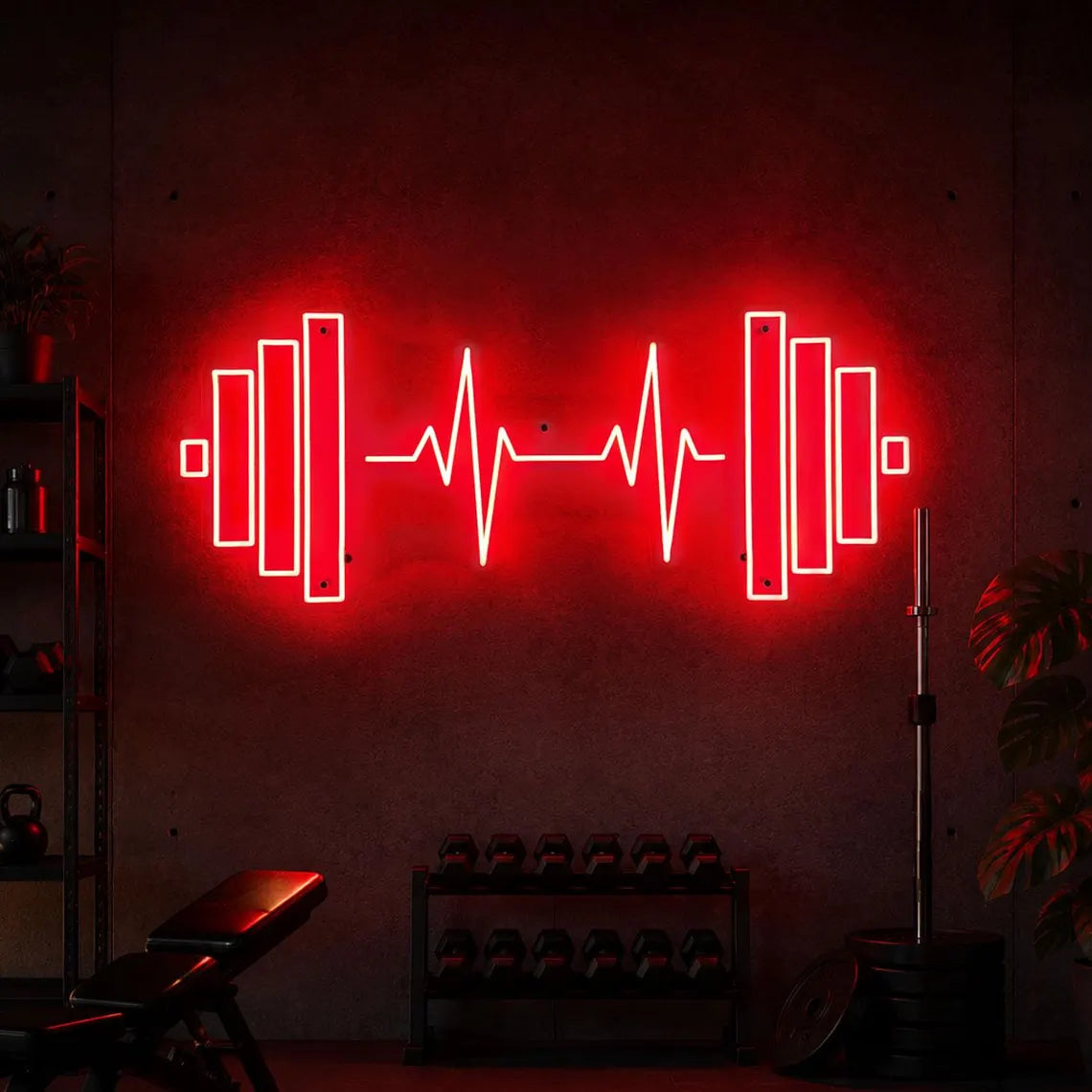 Barbell Heartbeat Neon Sign LED Light