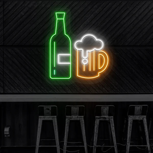 Beer Bottle Mug Neon Sign