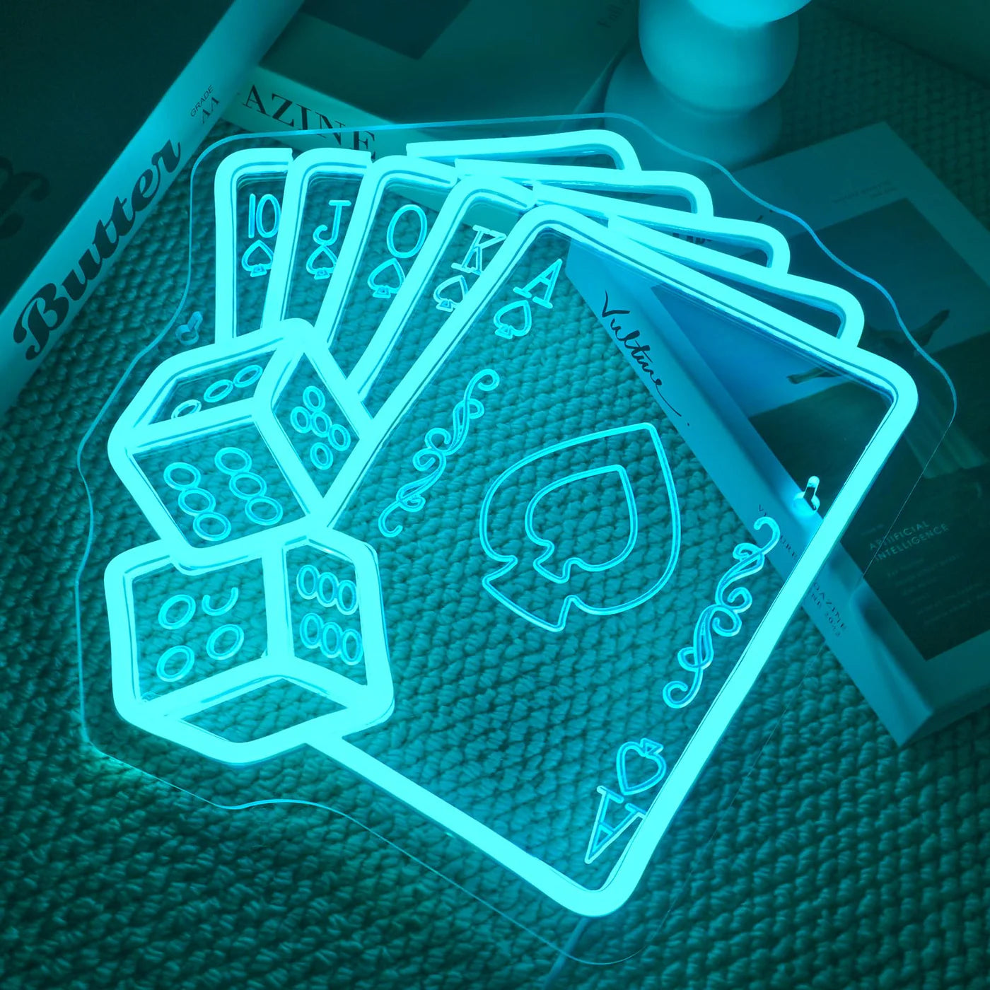 Blue Poker Neon Sign