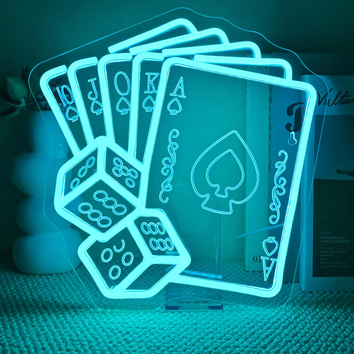 Blue Poker Neon Sign