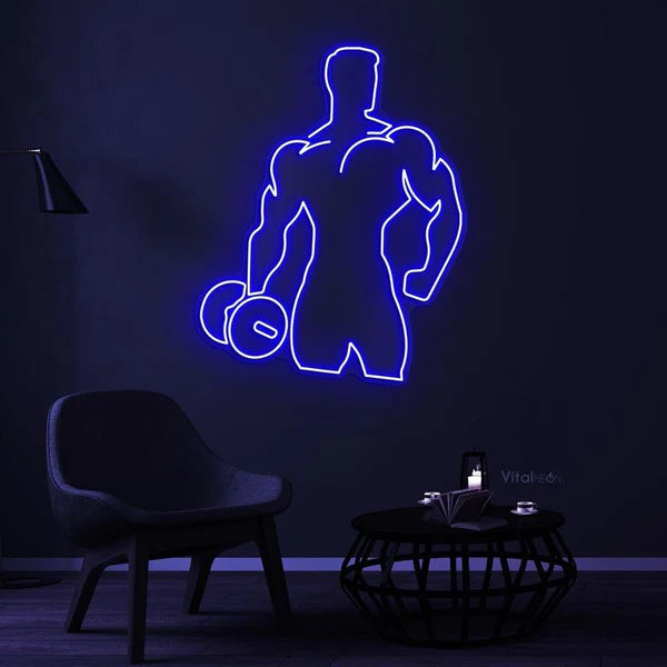 Bodybuilder Dumbbell Neon Sign