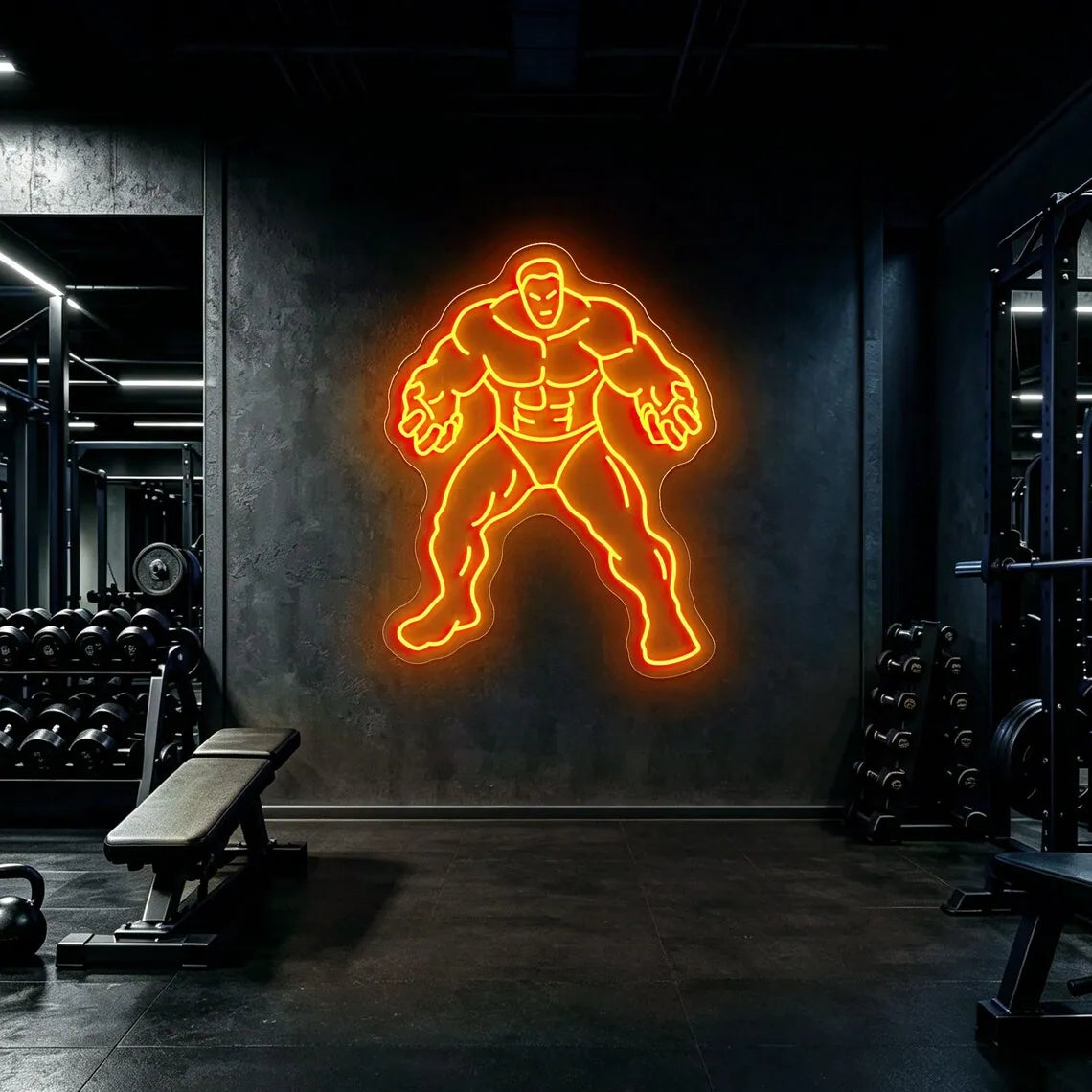 Bodybuilder Neon Sign for Gym Wall Decor