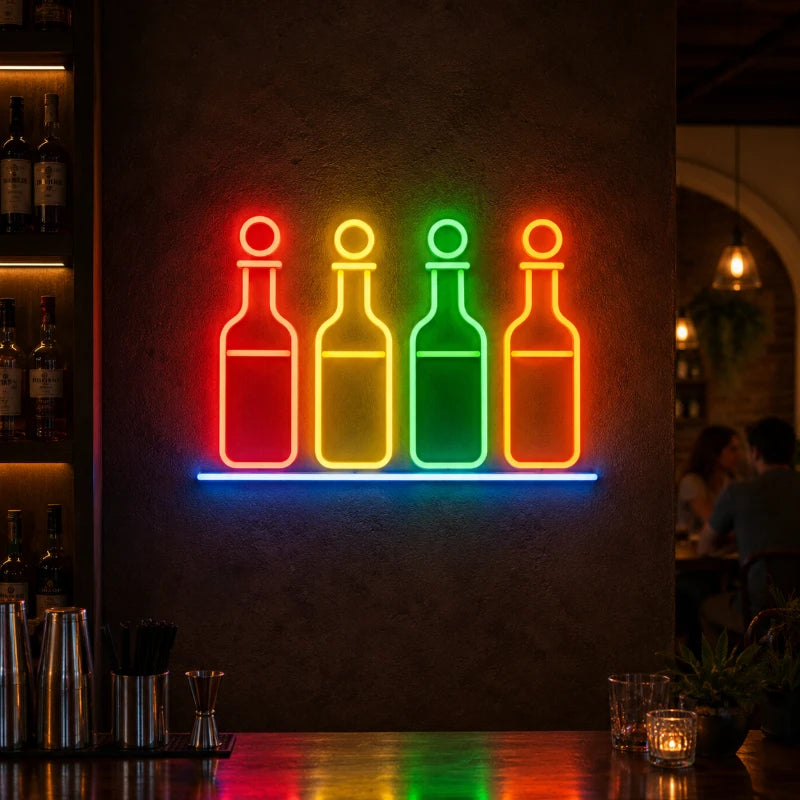 Bottle Neon Sign Or Neon BAR Shelf Bottles Set