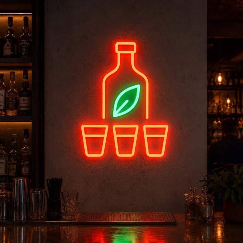 Bottle And Goblet LED Neon Sign