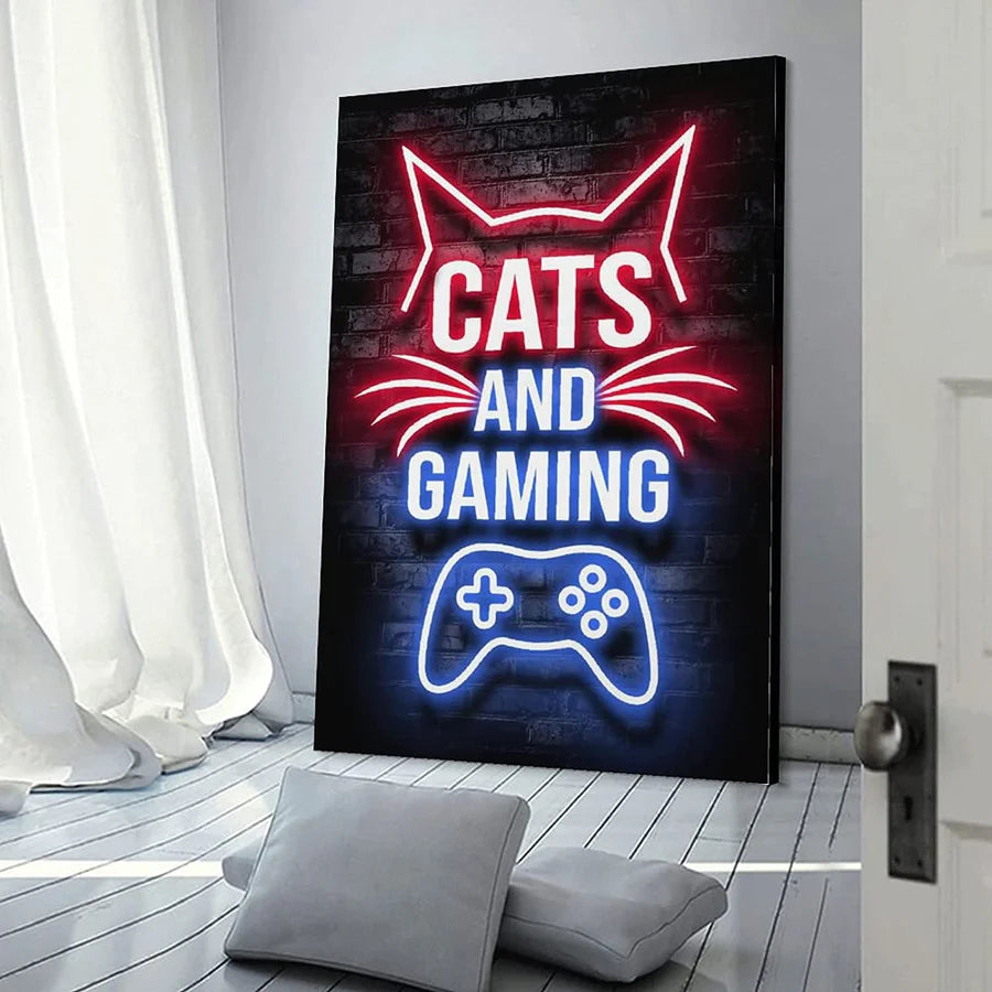 Cats And Gaming Neon Sign