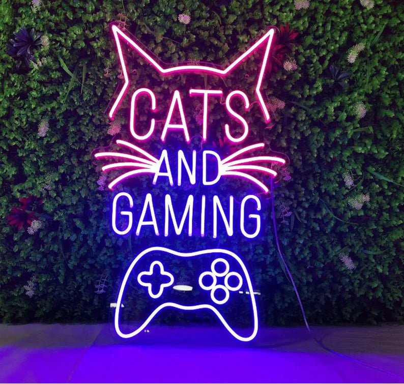 Cats And Gaming Neon Sign