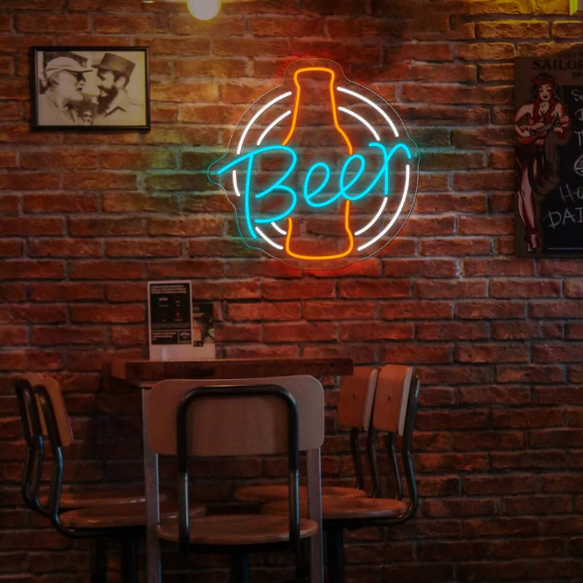 Champagne Beer LED Decor Neon Sign