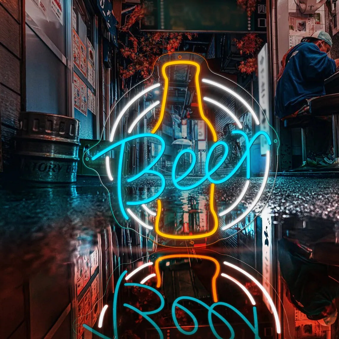 Champagne Beer LED Decor Neon Sign
