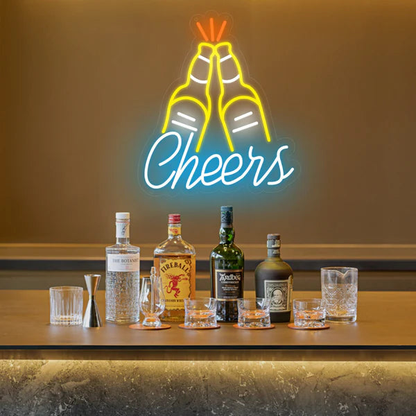 Cheers Bar Bottle Neon Sign