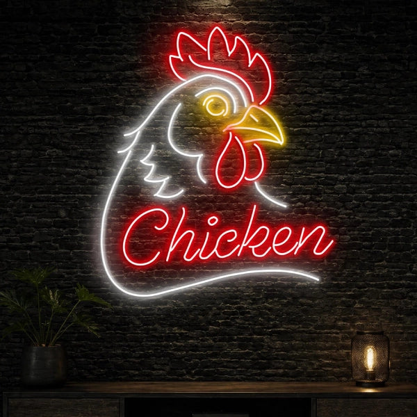Chicken Neon Sign Restaurant Wall Decor
