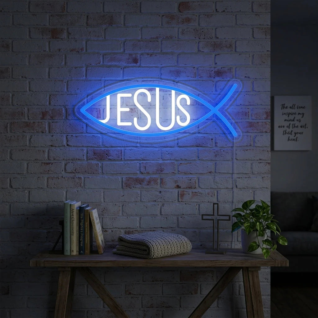 Christian Jesus Fish Neon Sign