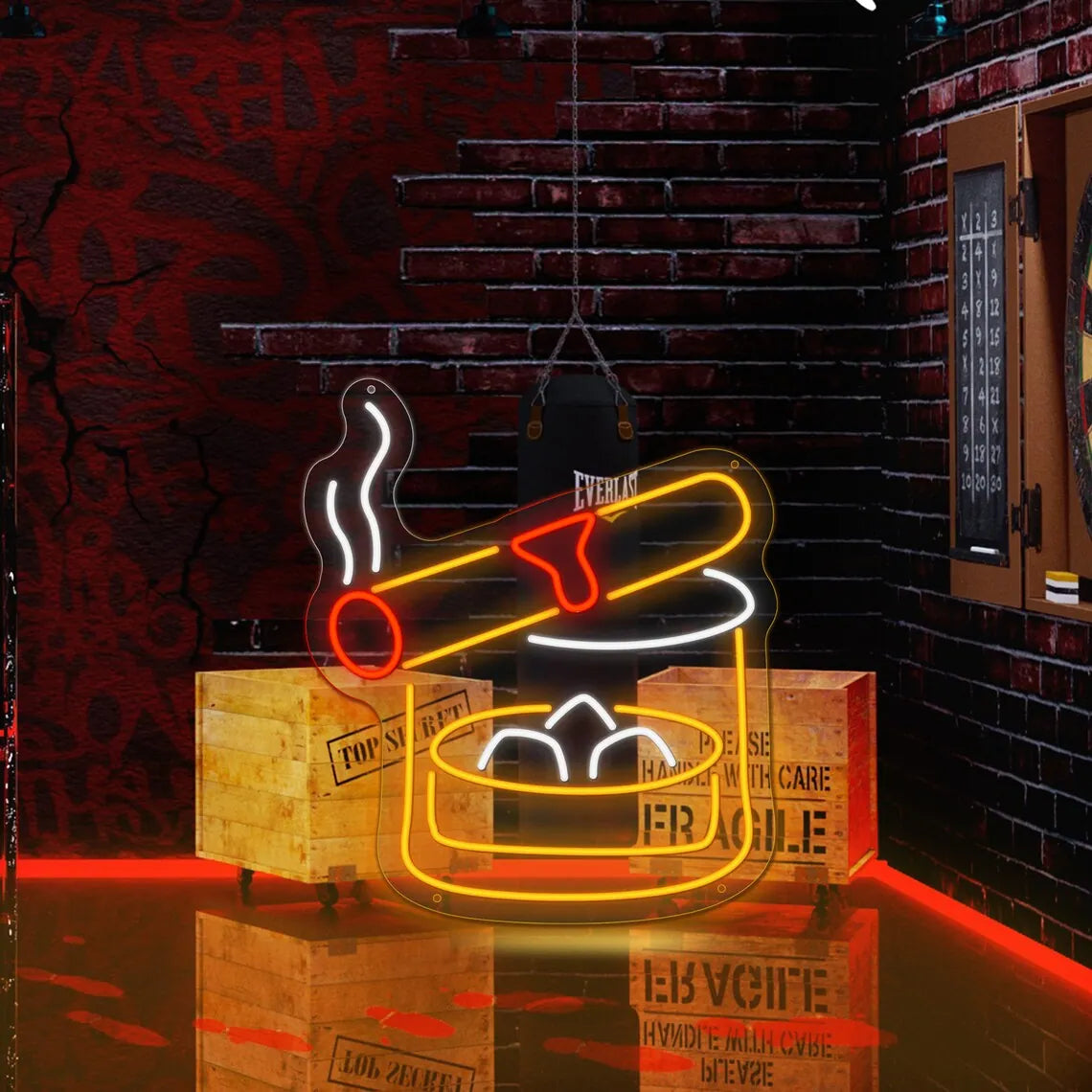 Cigar And Glass Of Whiskey Neon