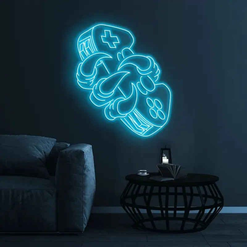 Claw Holding Gamepad Neon LED Sign