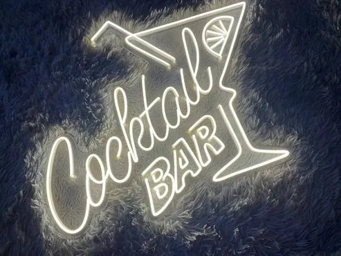 Cocktail Bar with Glass Neon Sign