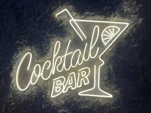 Cocktail Bar with Glass Neon Sign