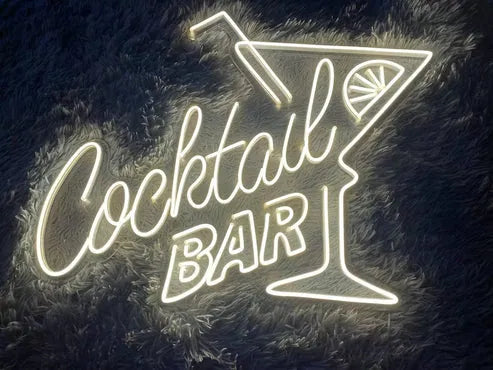 Cocktail Bar with Glass Neon Sign