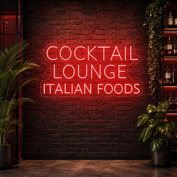 Cocktail Lounge Italian Foods Neon Sign
