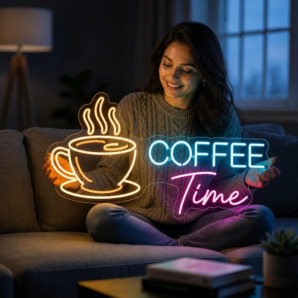 Coffee Cup Time Neon Sign