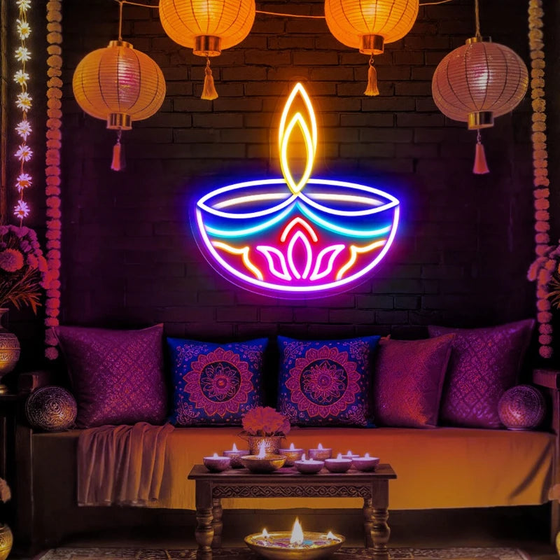 Colorful Diwali Decor Party Neon Sign