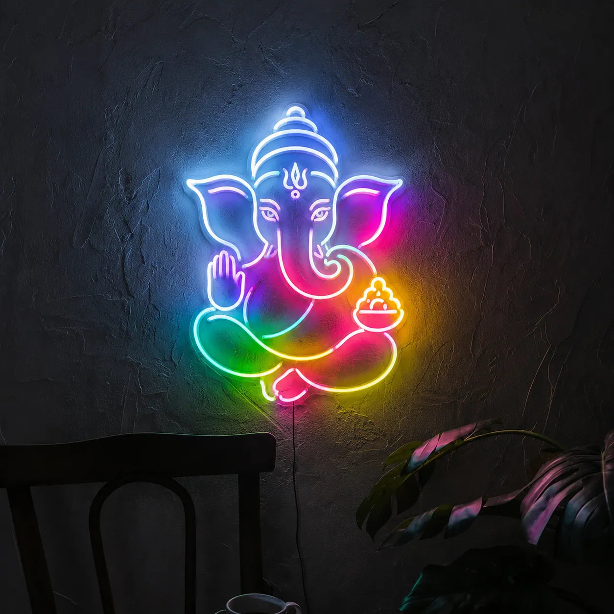 Colorful Lord Ganesh Ji Neon Sign Board